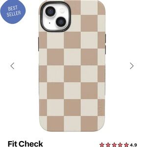 Casely Beige and Cream Checkered iPhone 13 Case + MagSafe Wallet